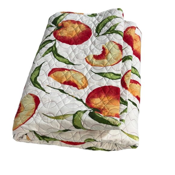 NWOT Mainstays Full/Queen Orange & White Striped/Peaches Reversible Comforter - Picture 1 of 4